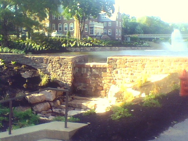 Main tiered stone retaining wall at The Stanwich School in Greenwich CT